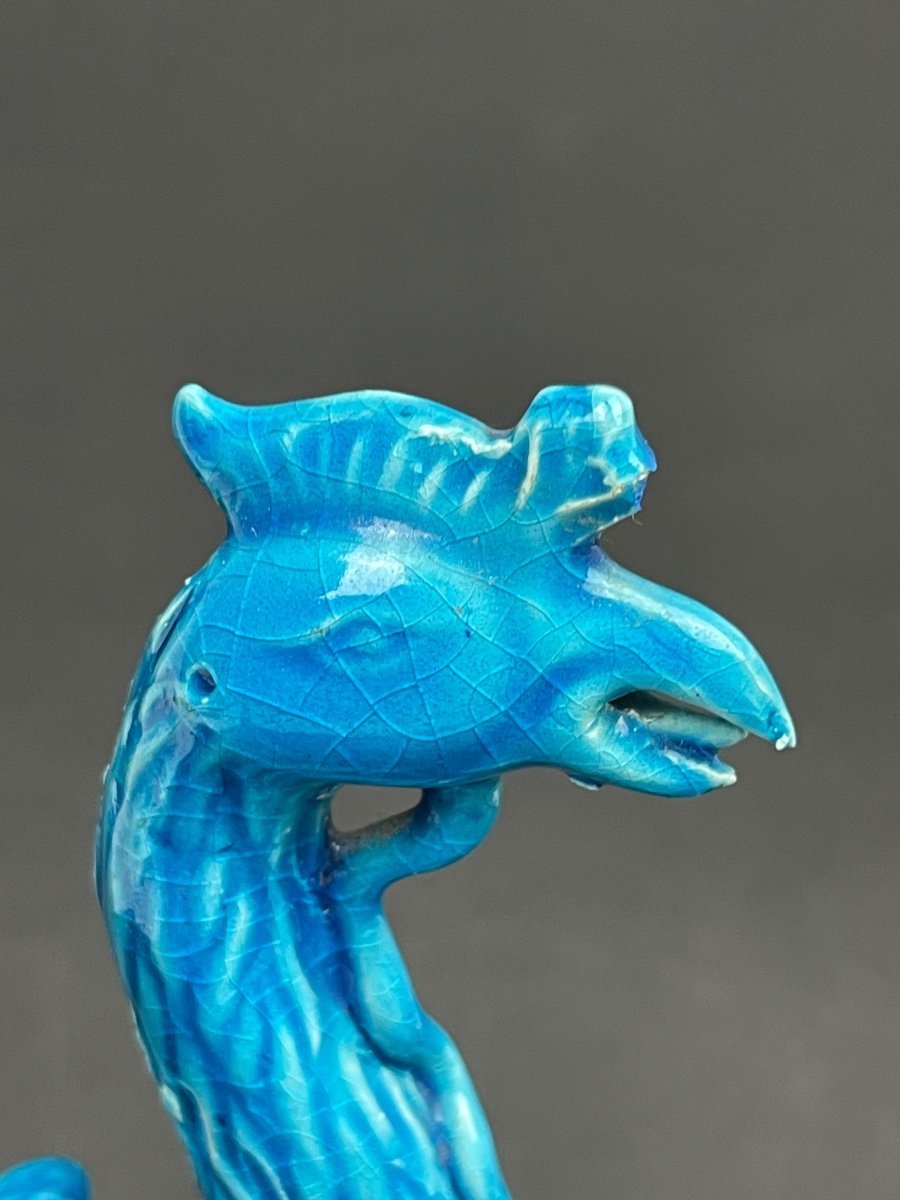 Pied De Lampe En Porcelaine Bleue De Chine, Phoenix-photo-3
