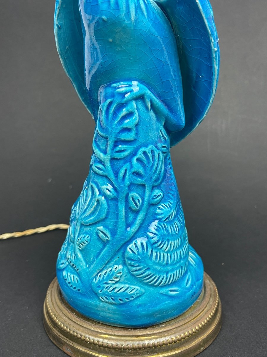 Pied De Lampe En Porcelaine Bleue De Chine, Phoenix-photo-6