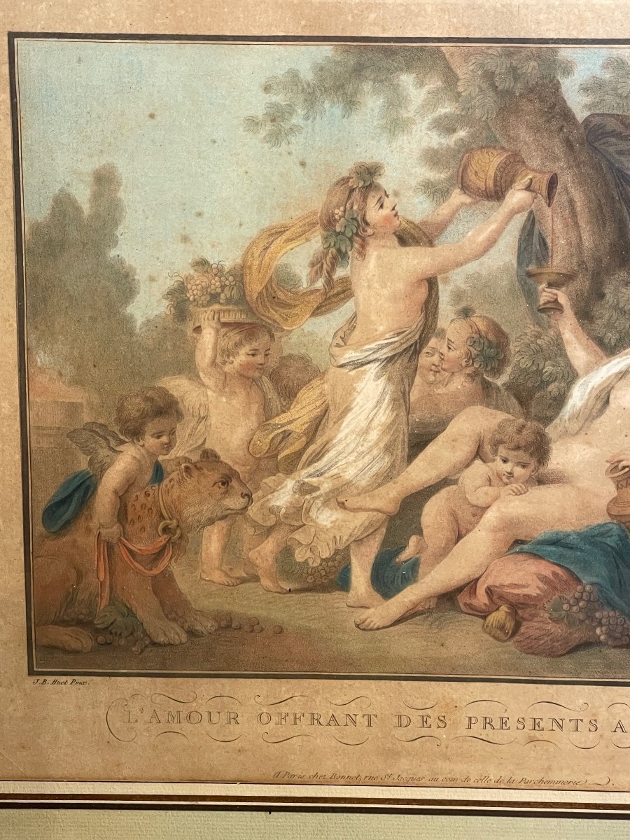 After Jean-baptiste Huet, Engraved By Louis-marin Bonnet Love Offering Gifts To Arianne-photo-4