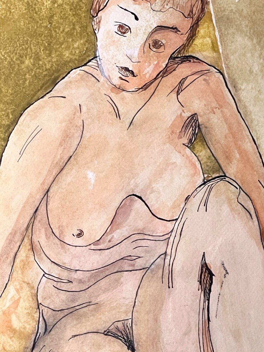 Ink And Watercolor, Female Nude-photo-2