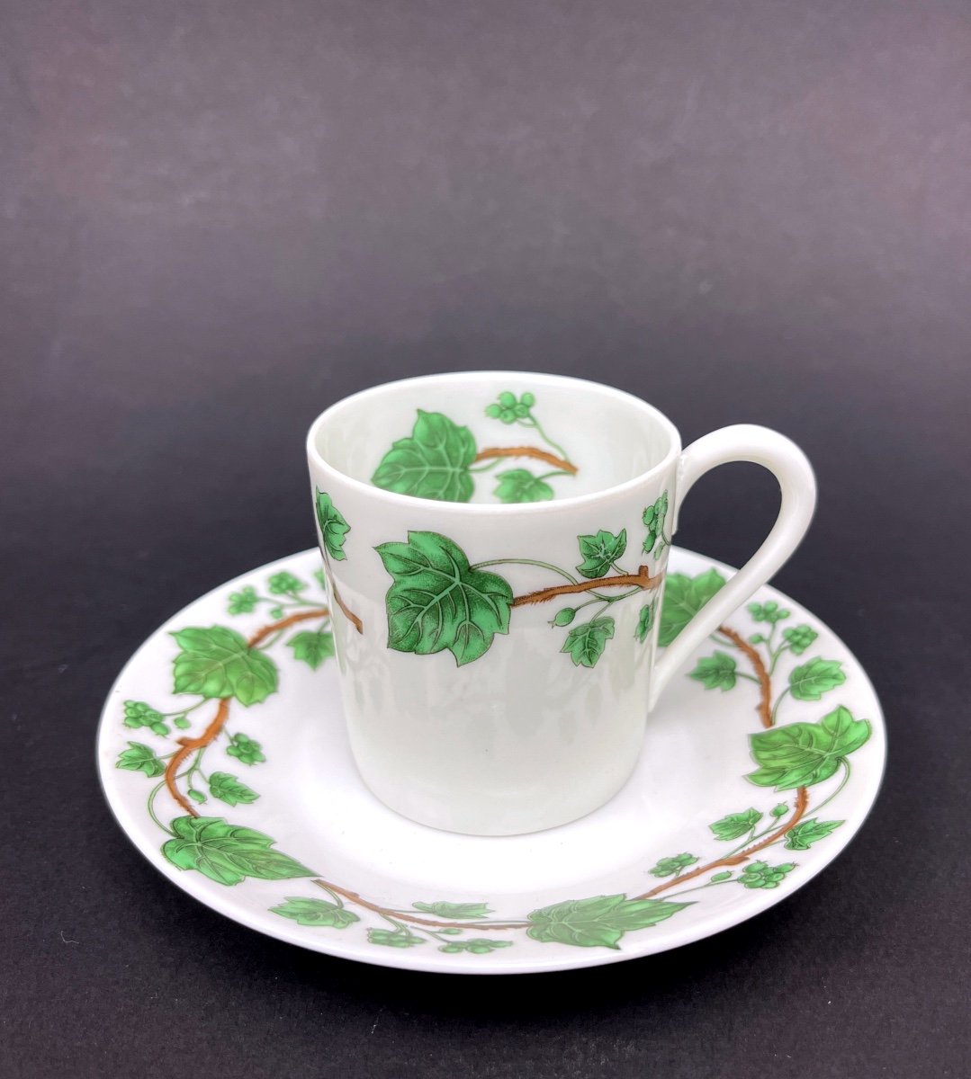 Coffret De 6 Tasses à Café Et 5 Sous-tasses Porcelaine De Paris Modèle Lierre-photo-2