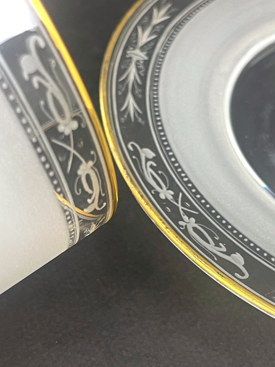 Suite De 5 Rince-doigts Maison Le Rosey Blason Au Griffon d'Or-photo-4