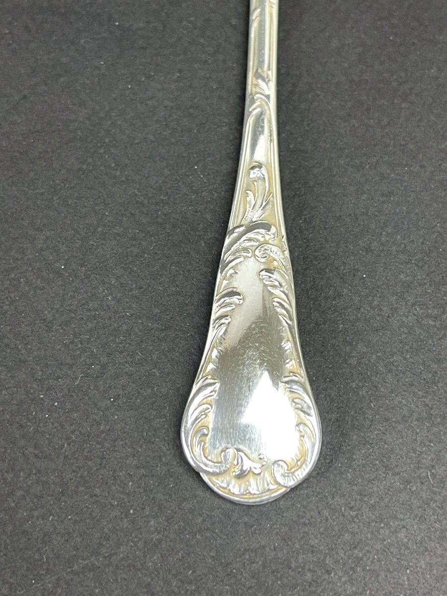 Christofle, Suite De 6 Fourchettes à Huitre Modèle Chrysanthème-photo-3