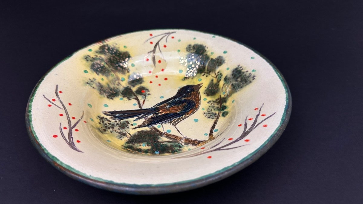 Diaz Costa Ceramic Soup Plate Bird Motif No.6-photo-2