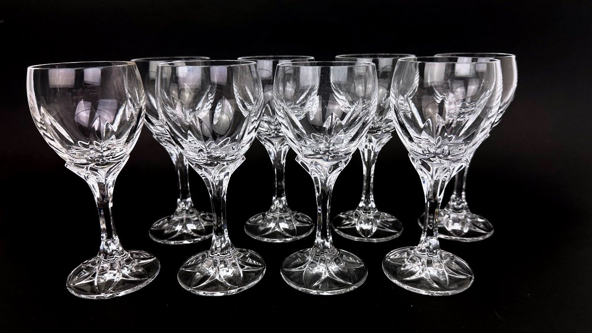Set Of 8 Villeroy & Boch Isis Model Wine Glasses-photo-2