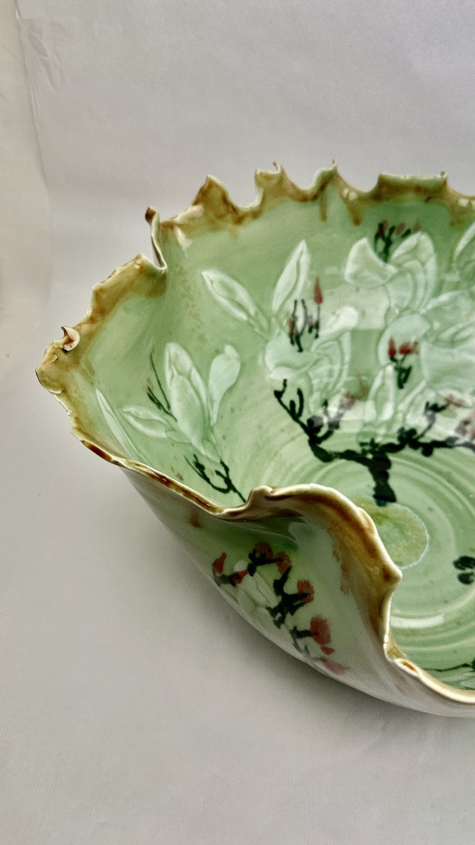 Grande Coupe En Porcelaine Du Japon à Décor De Feuillage Stylisé-photo-2