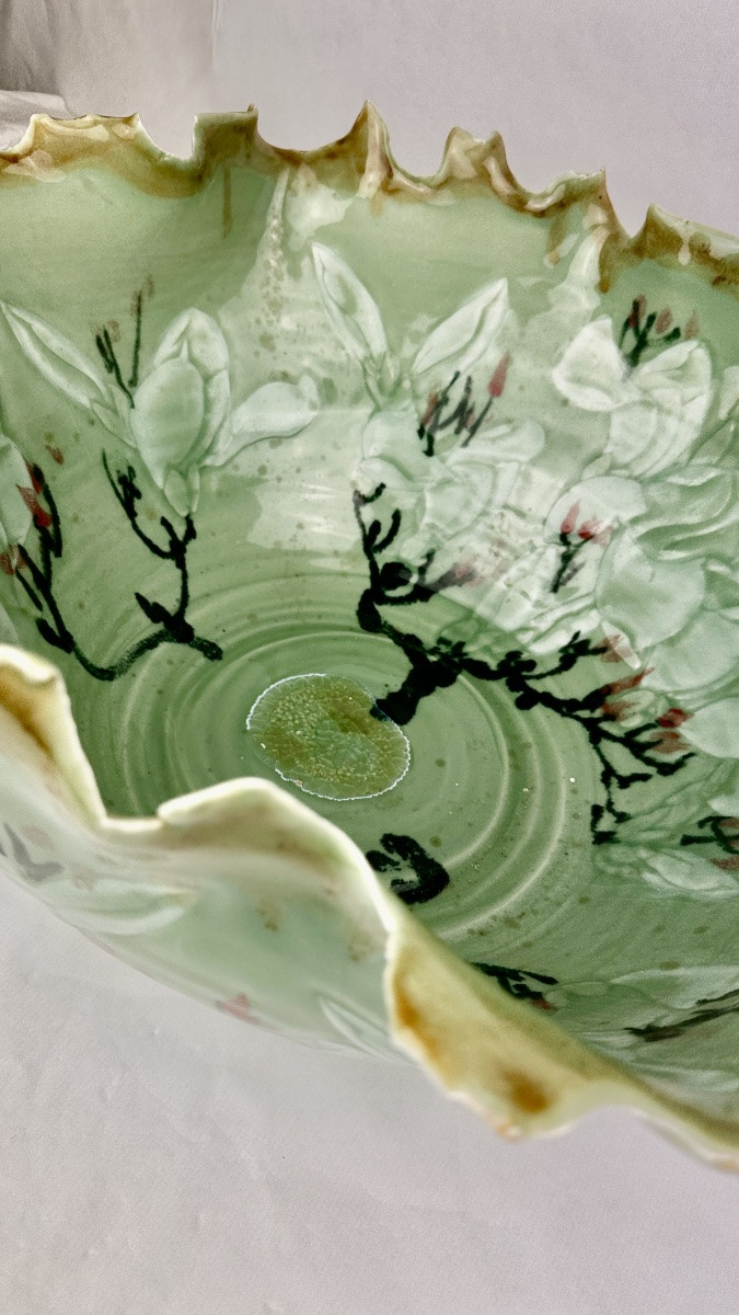 Grande Coupe En Porcelaine Du Japon à Décor De Feuillage Stylisé-photo-6