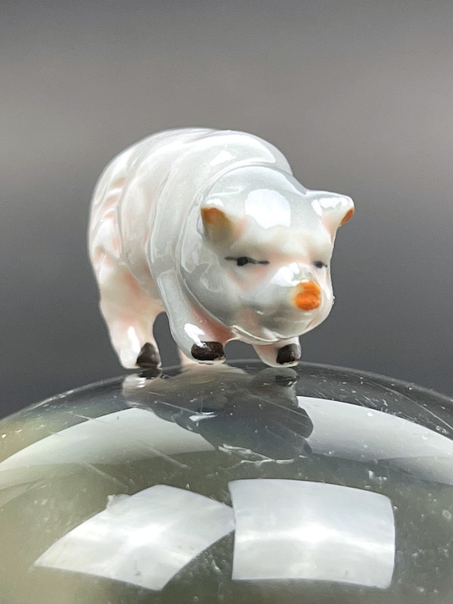 Porcelain Figurine, Miniature Pig-photo-3