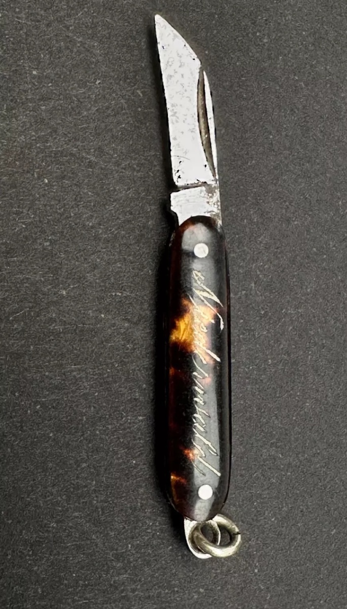 Very Small Miniature Tortoiseshell Folding Knife Or Pocket Knife, Travel Souvenir