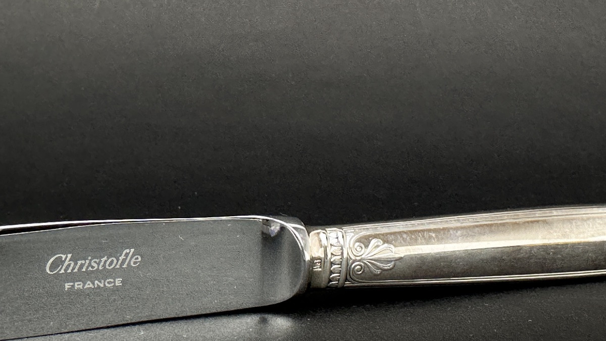Christofle, Malmaison Model, Set Of 12 Cheese And Dessert Knives-photo-3