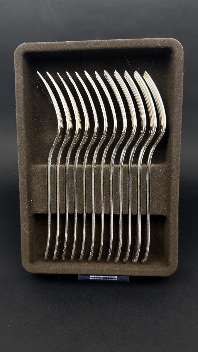 Christofle, Malmaison Model, Set Of 8 Coffee Spoons (13.5 Cm)-photo-5