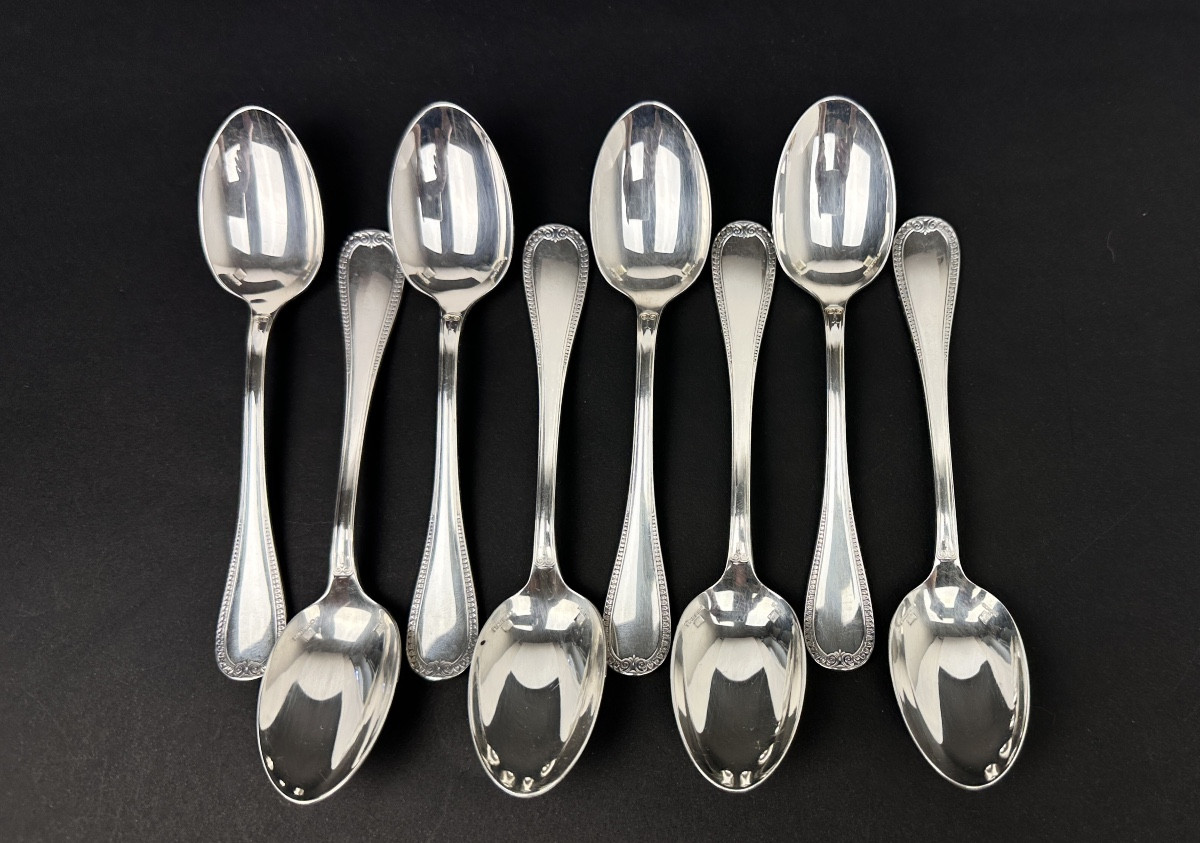 Christofle, Malmaison Model, Set Of 8 Coffee Spoons (13.5 Cm)