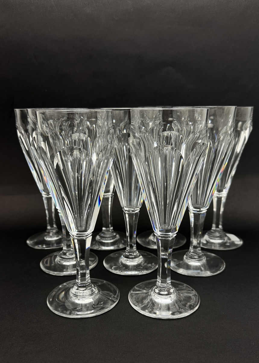 Baccarat, Set Of 9 Champagne Flutes, Duchess Of Dino Model