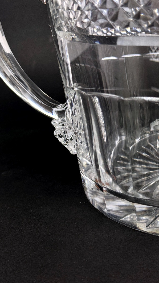 Baccarat et Odiot, important seau à champagne en cristal taillé, monture en argent vermeillé -photo-2