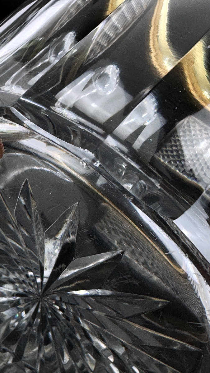 Baccarat et Odiot, important seau à champagne en cristal taillé, monture en argent vermeillé -photo-5
