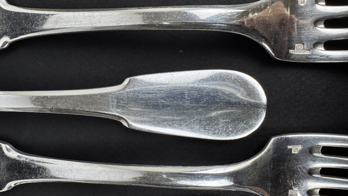 Set Of 6 Christofle Cluny Model Forks-photo-1