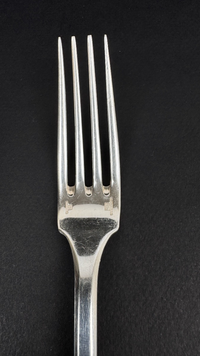 Set Of 6 Christofle Cluny Model Forks-photo-4