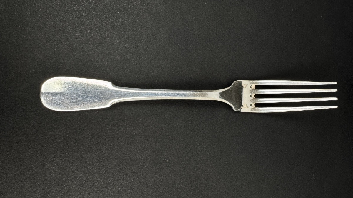 Set Of 6 Christofle Cluny Model Forks-photo-6