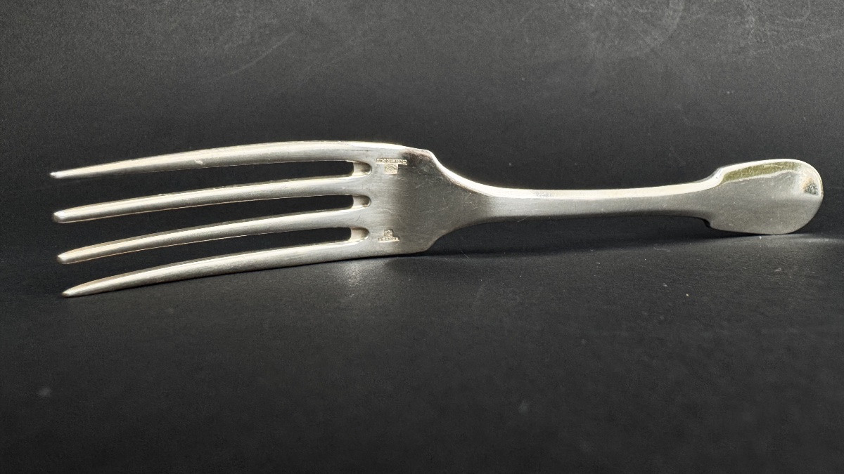 Set Of 6 Christofle Cluny Model Forks-photo-7