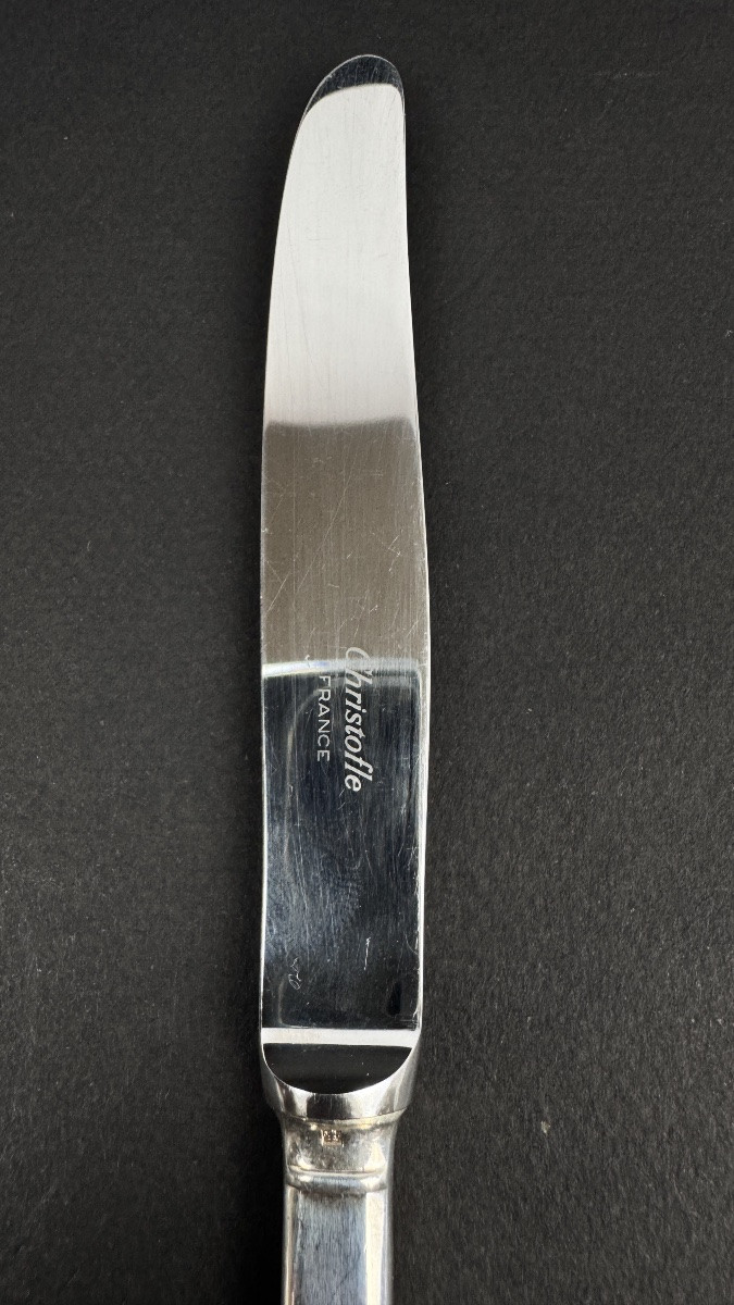 Set Of 6 Christofle Cluny Model Dessert Knives-photo-3