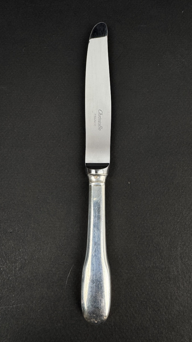 Set Of 6 Christofle Cluny Model Dessert Knives-photo-4