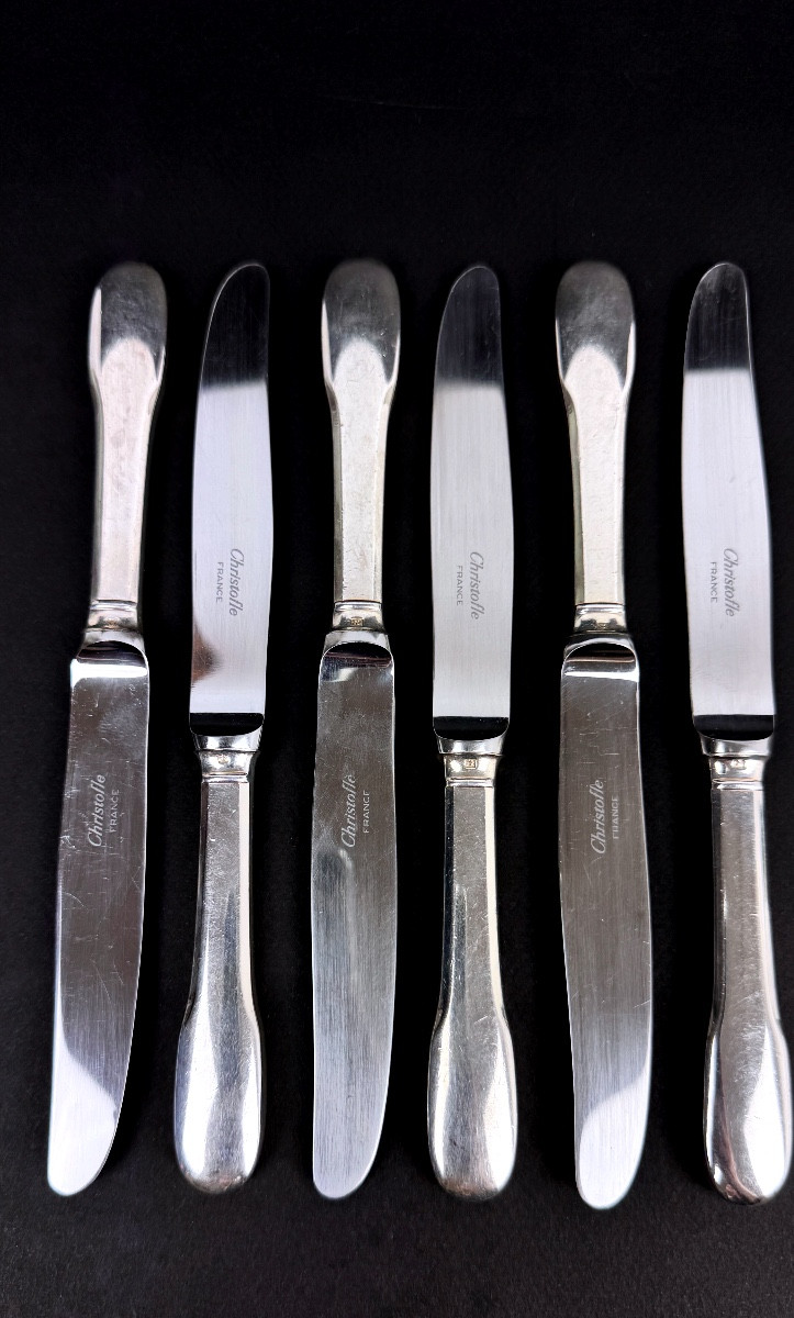 Set Of 6 Christofle Cluny Model Dessert Knives