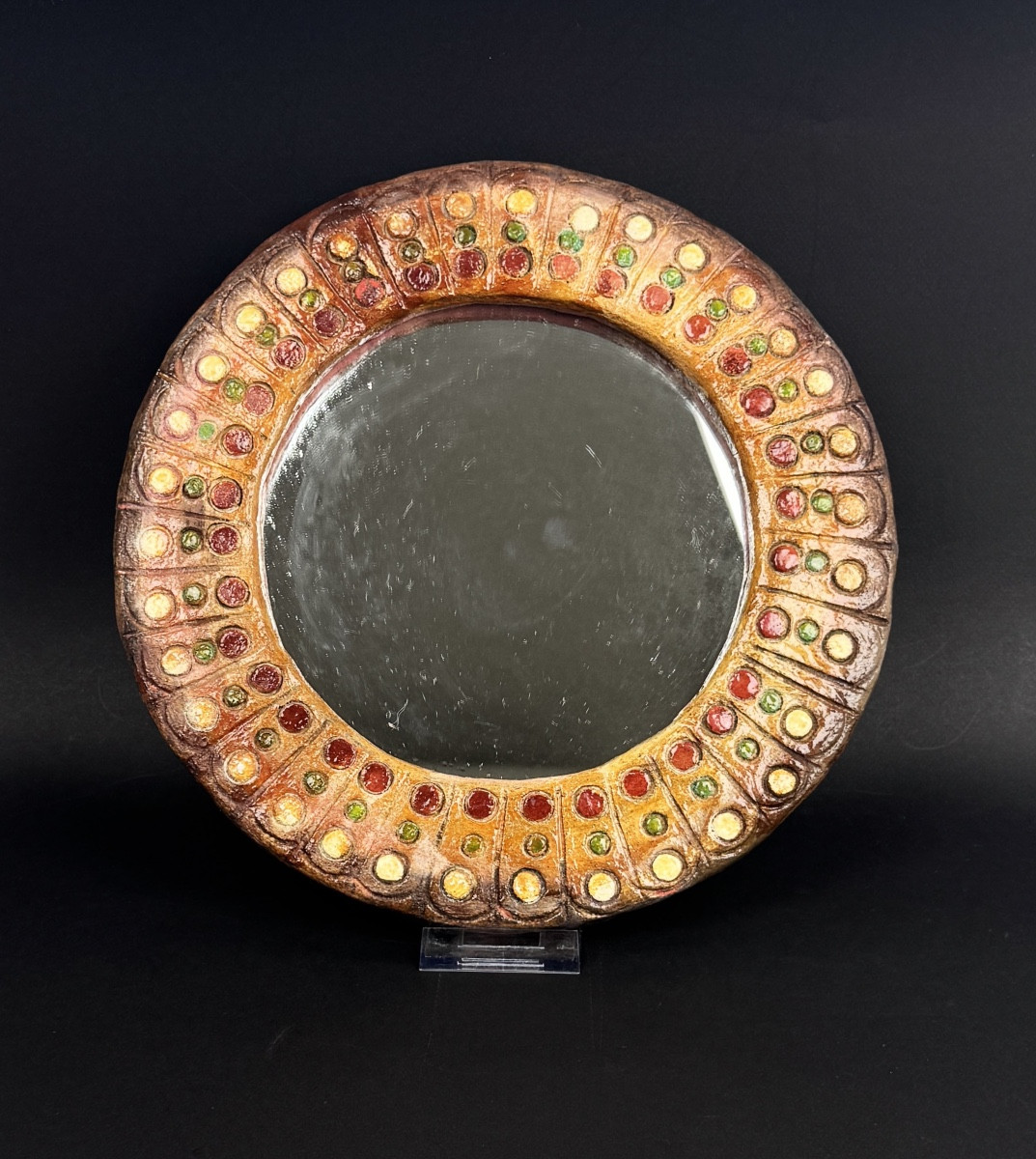 Miroir des années 60 en résine, matière composite dans le goût de Roland Zobel