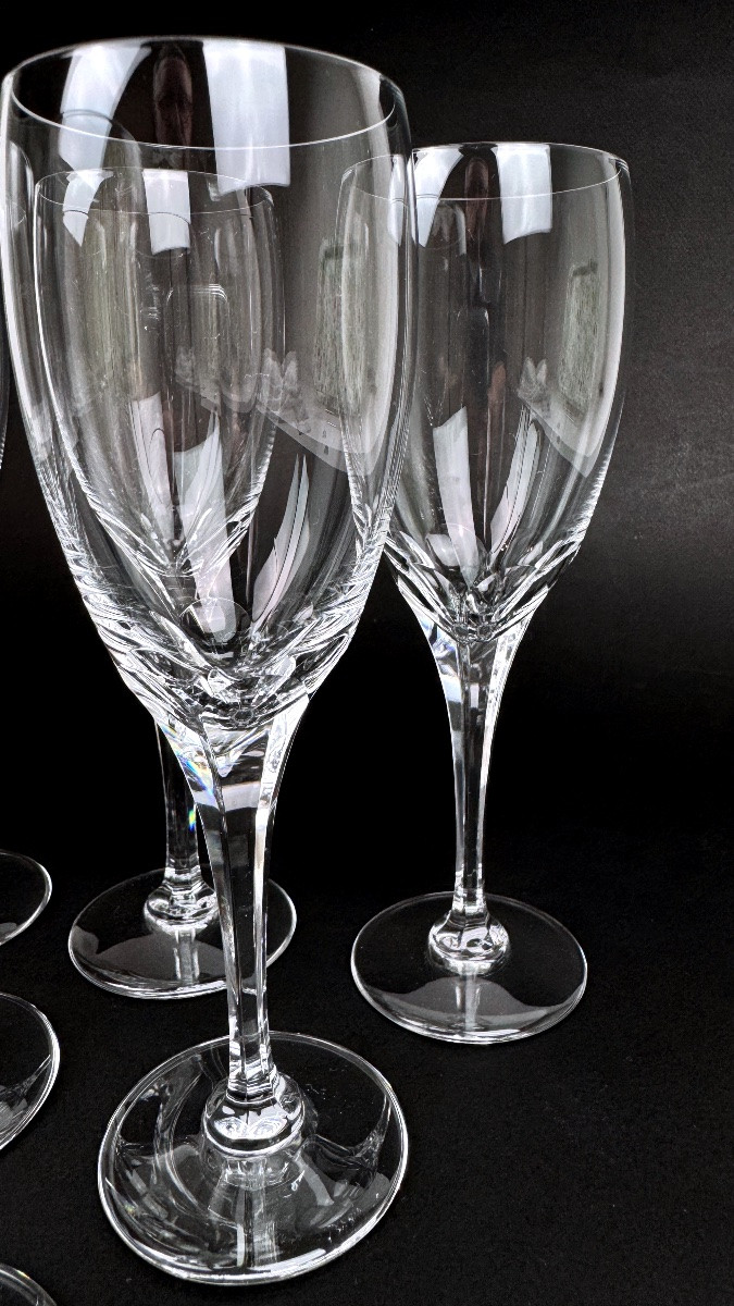 Lalique suite de 6 flûtes à champagne modèle Tuileries-photo-3