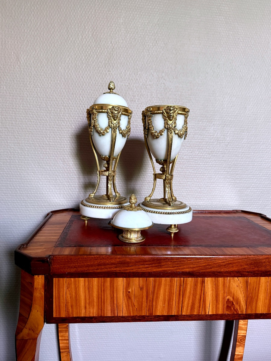 Pair Of Cassolettes Forming Candlesticks From The Louis XVI Period-photo-7