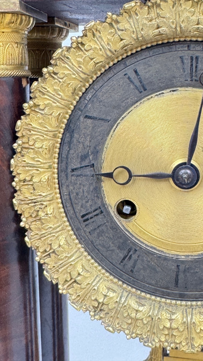 Restoration Period Mahogany Portico Clock-photo-5