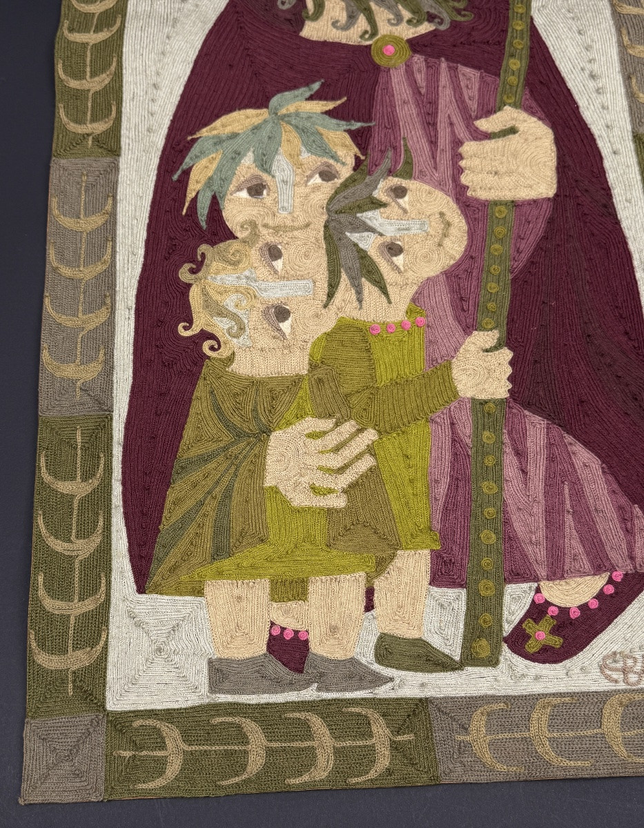 Tapestry By Elisabeth Baillon, Saint Nicolas And Children-photo-2
