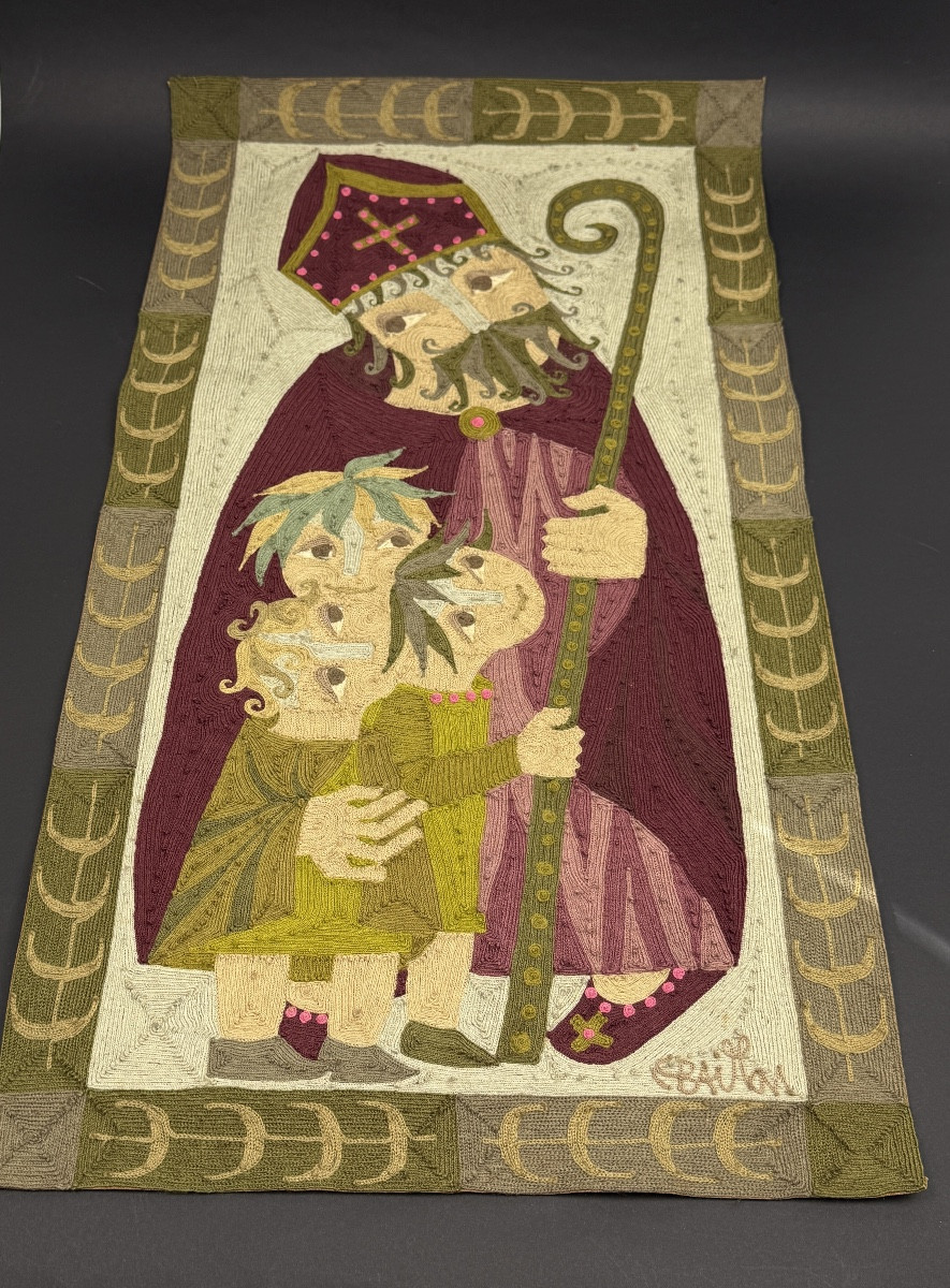Tapestry By Elisabeth Baillon, Saint Nicolas And Children