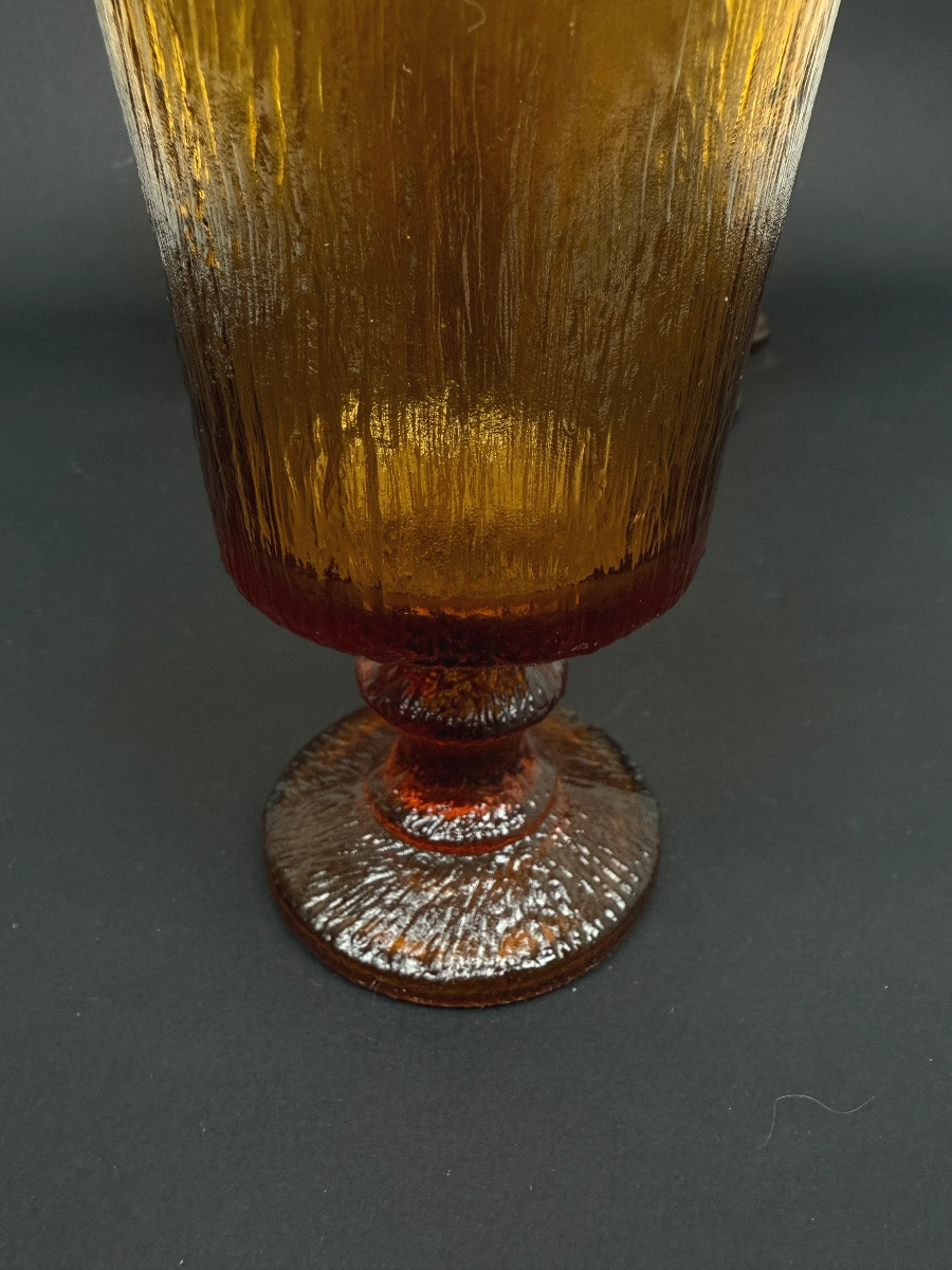 Set Of 6 Amber Glasses From The 70s-photo-2