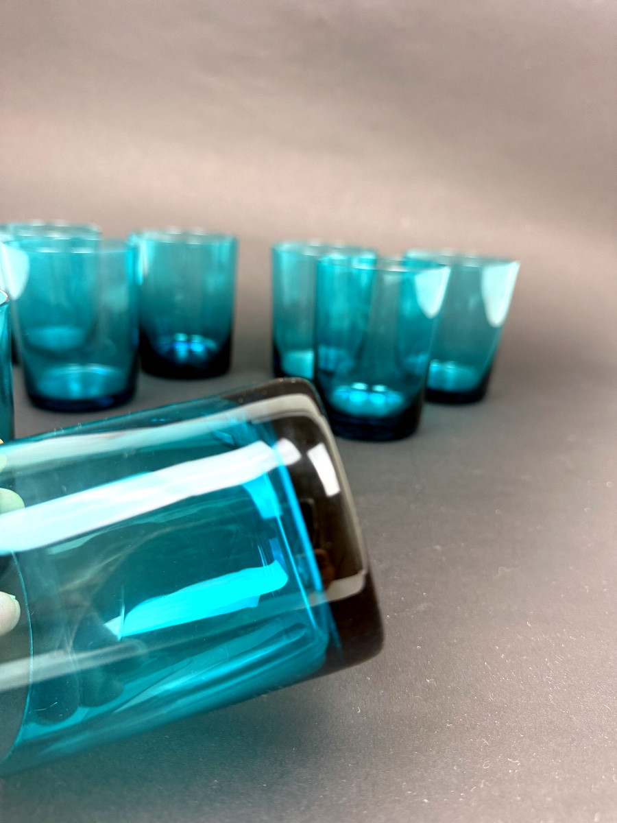 Suite de 8 gobelets bleu turquoise-photo-3