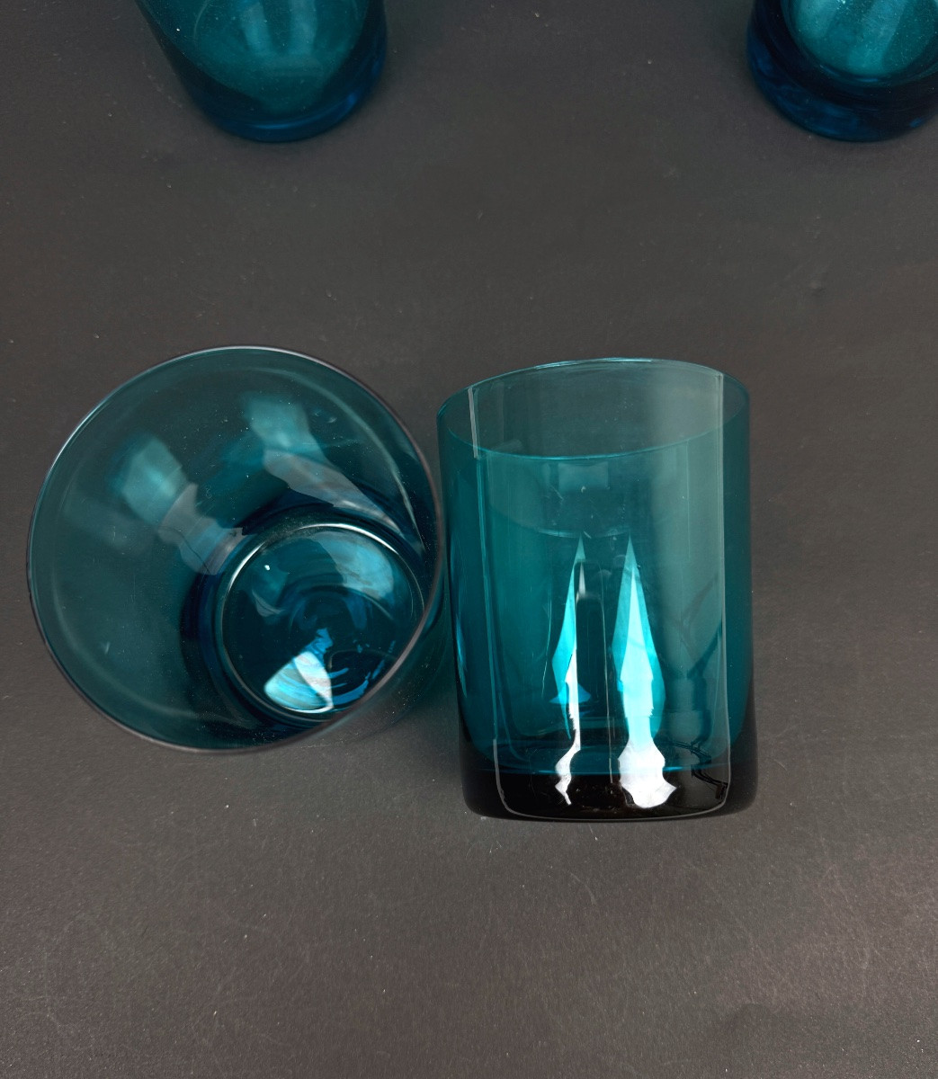 Suite de 8 gobelets bleu turquoise-photo-1