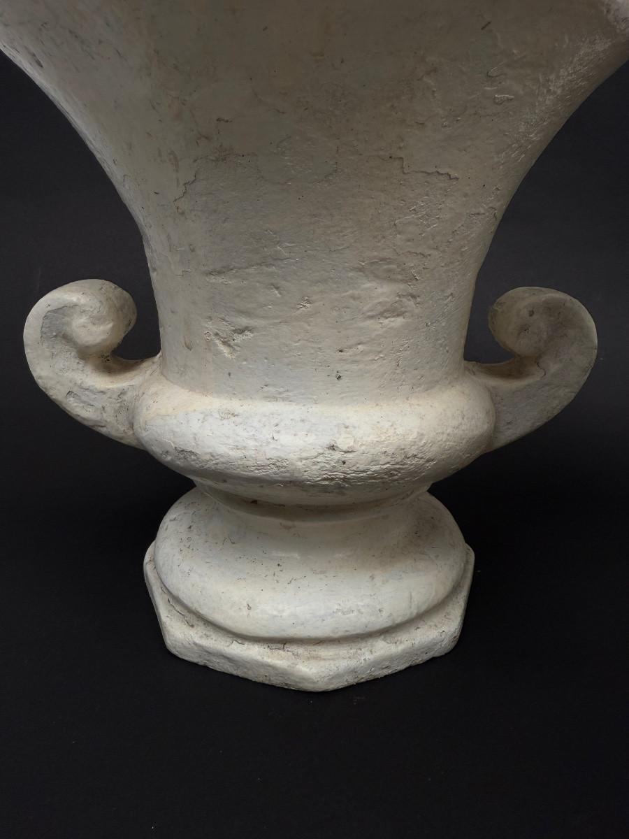 Pair Of Greek-style Terracotta Pots With White Patina-photo-2