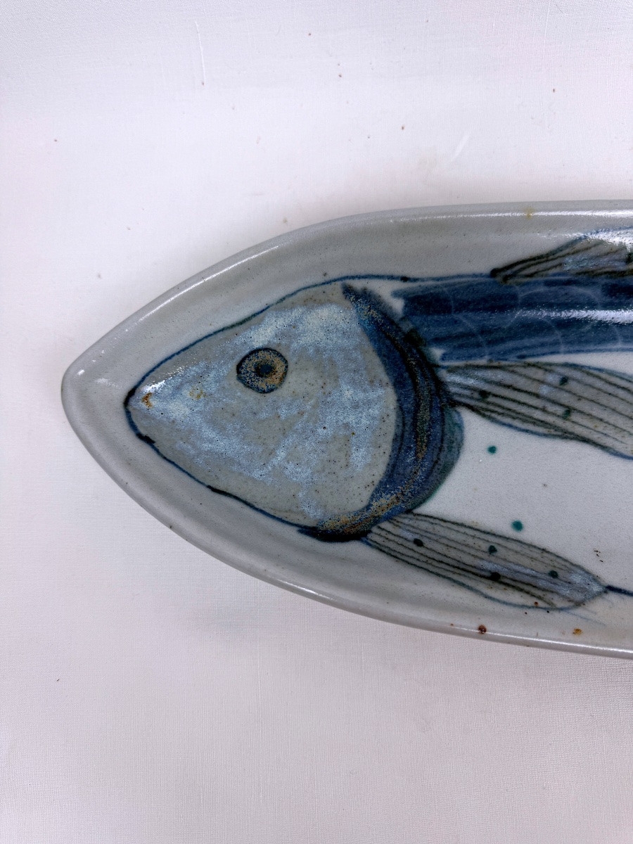 Large Fish Dish With Salmon Decoration Highland Stoneware Scotland-photo-2