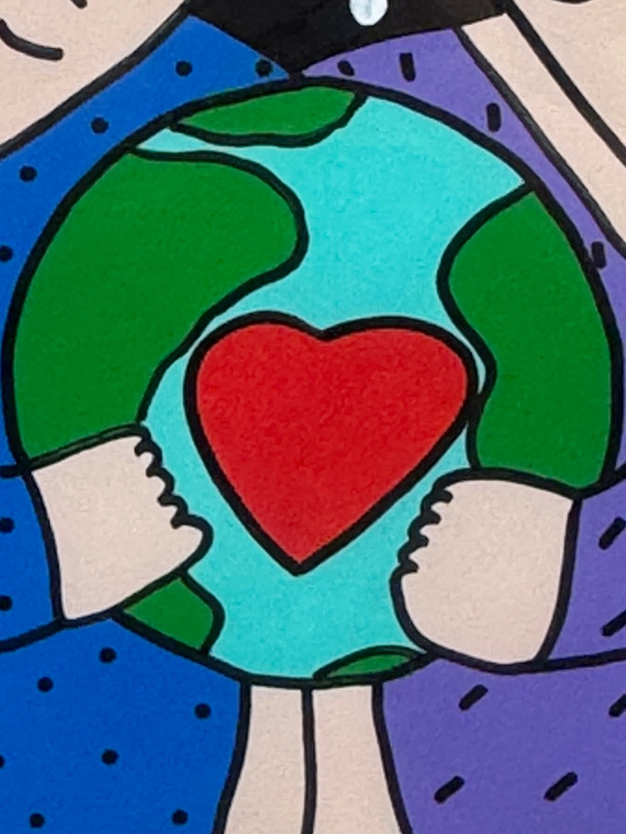 Sandra Magsamen, dessin original 54 X 79 "Love makes the world go around" circa 1990-photo-3