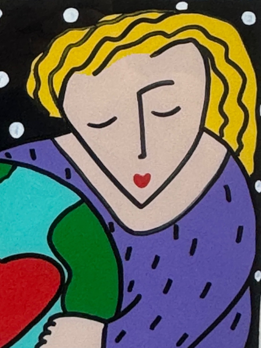 Sandra Magsamen, dessin original 54 X 79 "Love makes the world go around" circa 1990-photo-4