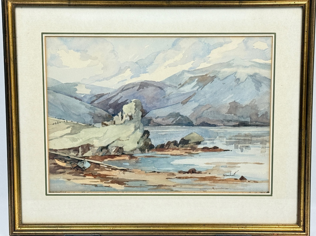 Maurice Marchant, Watercolor Of Ardvreck Castle, Scottish Highlands
