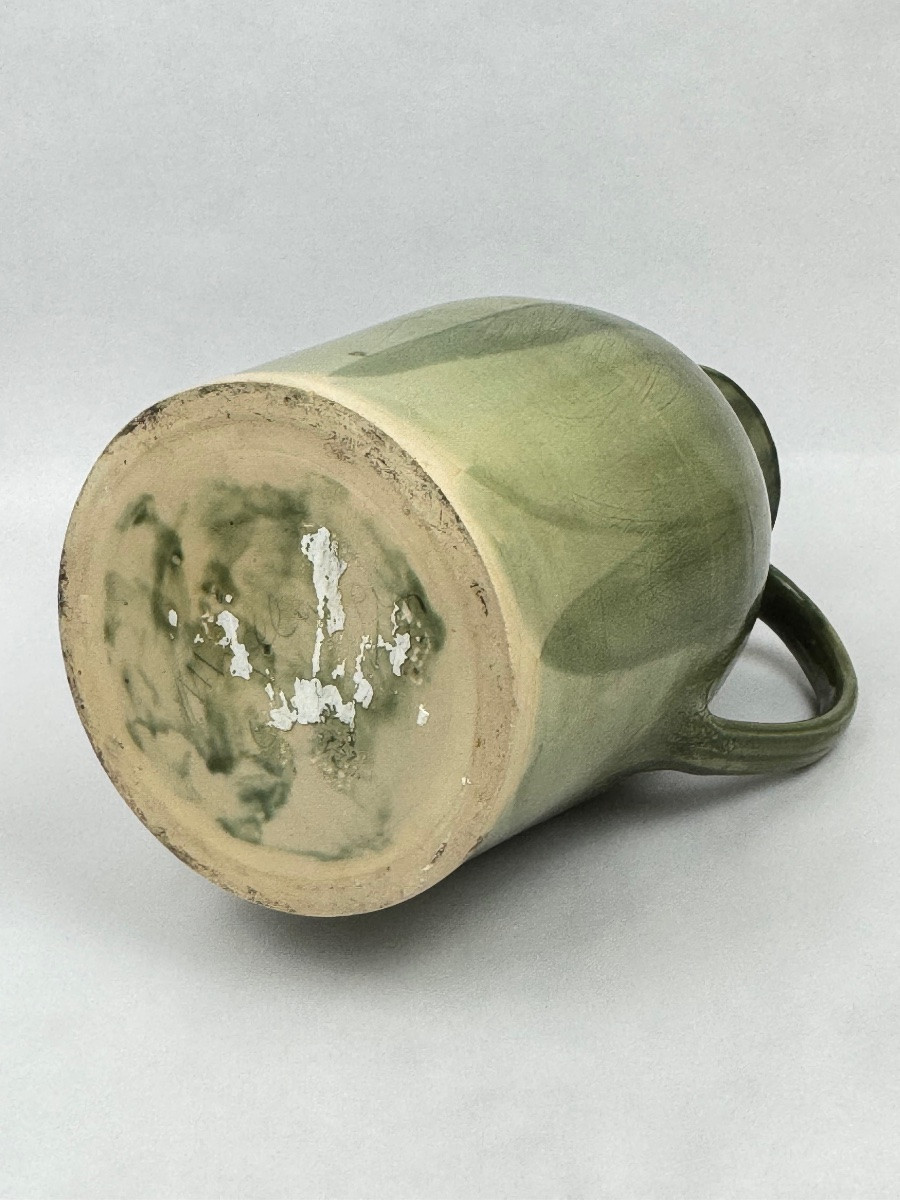 Maryvonne Zollinger Large Green Glazed Ceramic Jug-photo-1