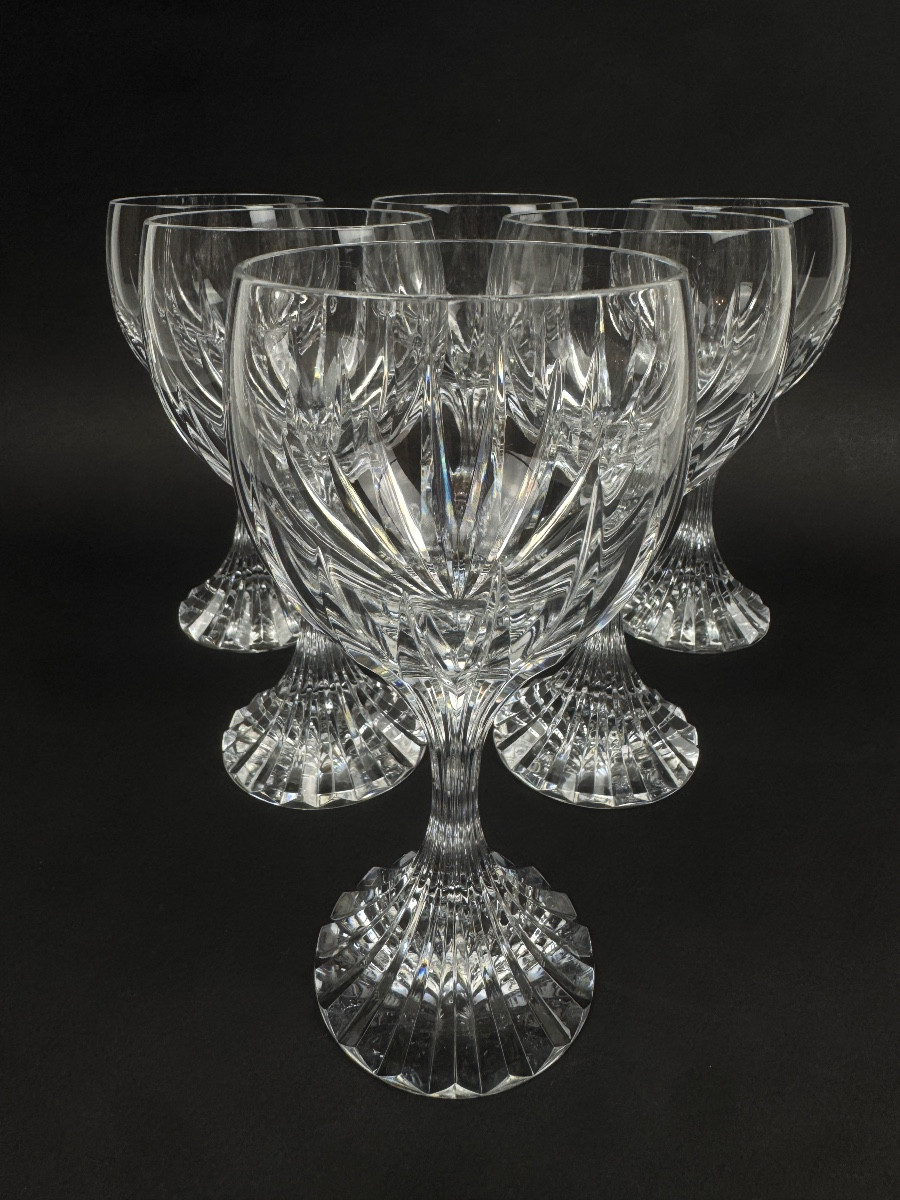 Baccarat, Set Of 6 Masséna Model Red Wine Glasses
