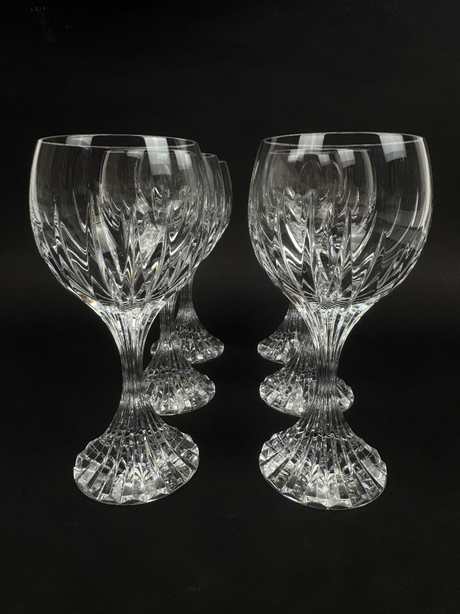 Baccarat, suite de 6 verres à vin blanc modèle Masséna