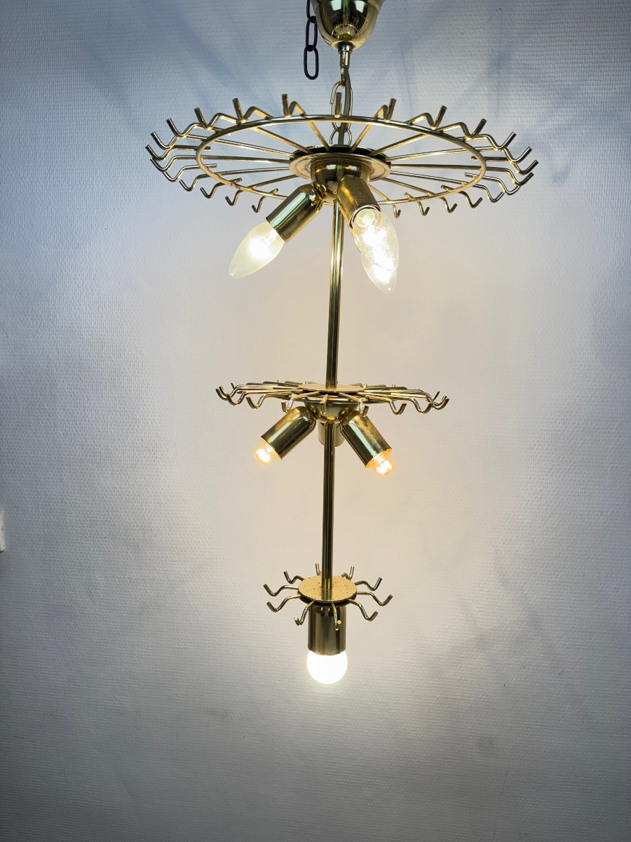 Giesse Senago, 3 Row Chandelier, Dlg Venini Crystal Tubes-photo-4