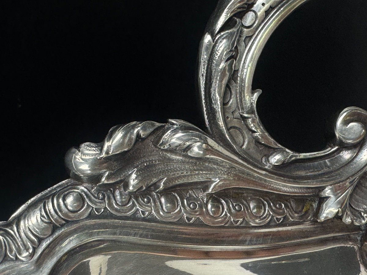Christofle, Large Silver-plated Metal Serving Tray Decorated With Mascarons-photo-1