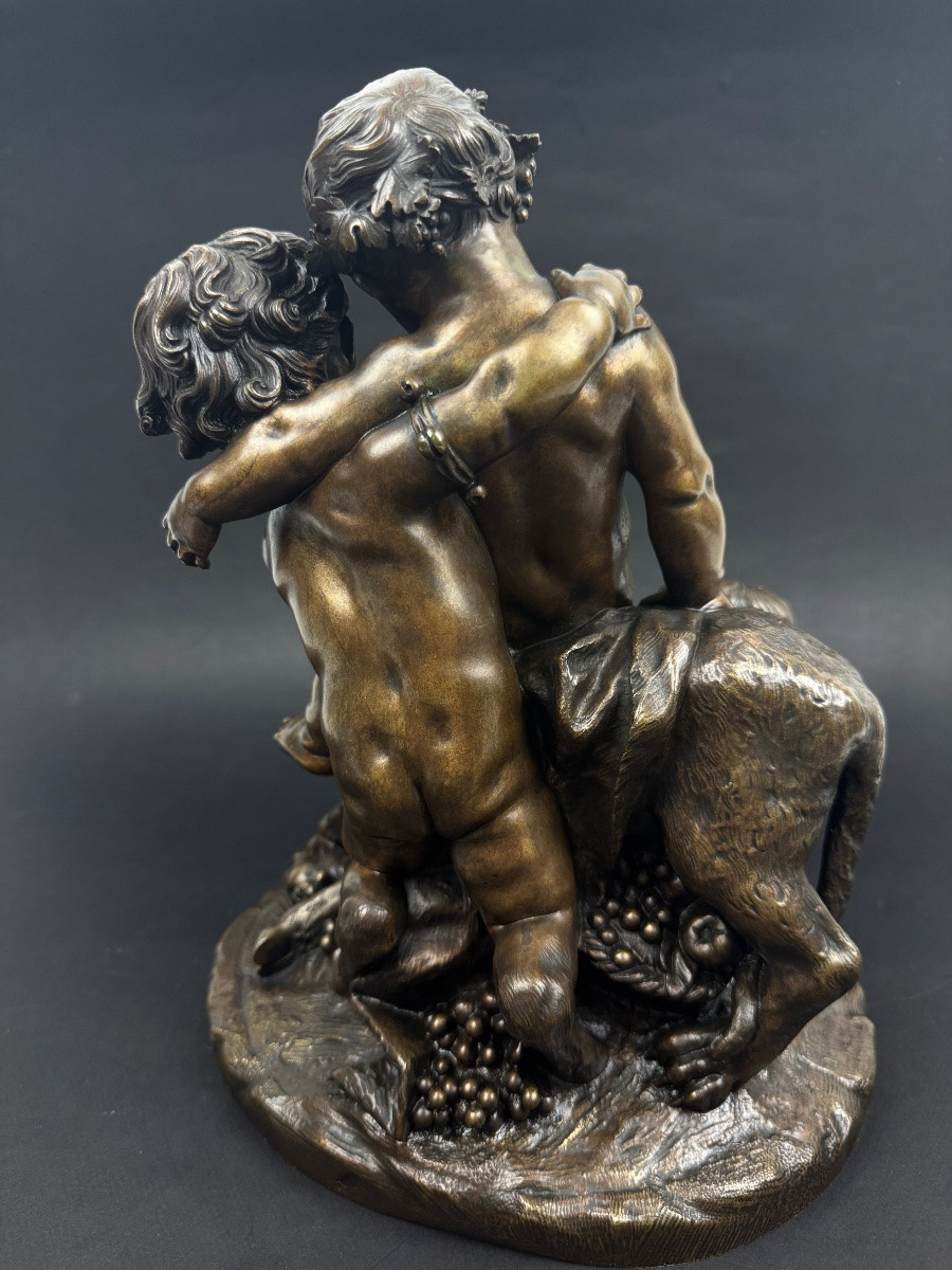 Eugène De Labroue, Young Bacchus On A Lioness Playing With Two Fauns, Bronze After Clodion-photo-2