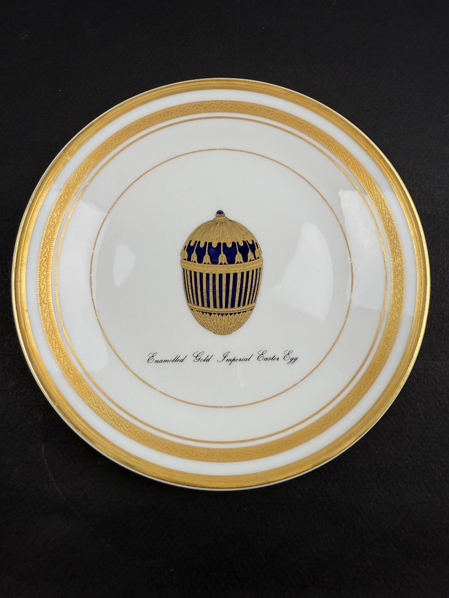 Fabergé, suite de 6 assiettes à dessert ou à thé en porcelaine de Limoges -photo-1