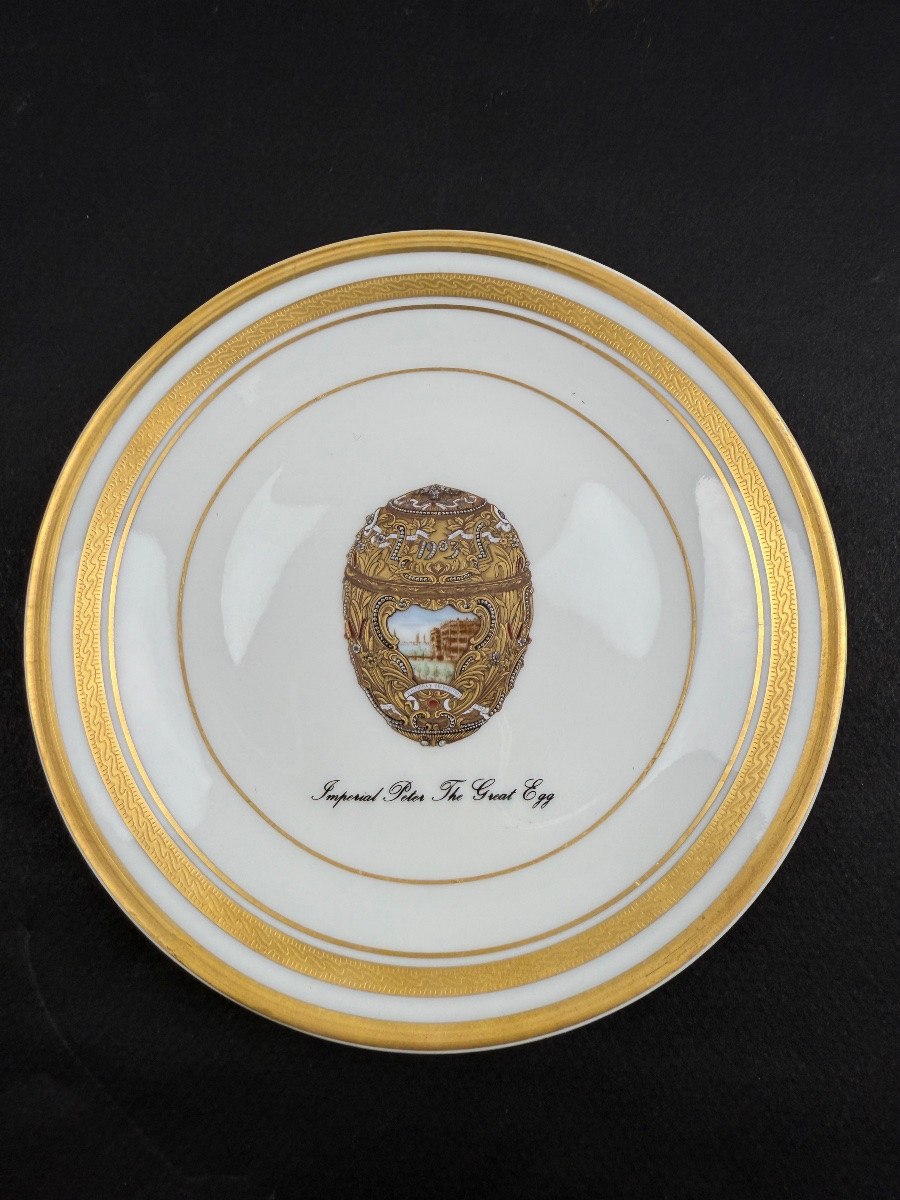 Fabergé, suite de 6 assiettes à dessert ou à thé en porcelaine de Limoges -photo-5
