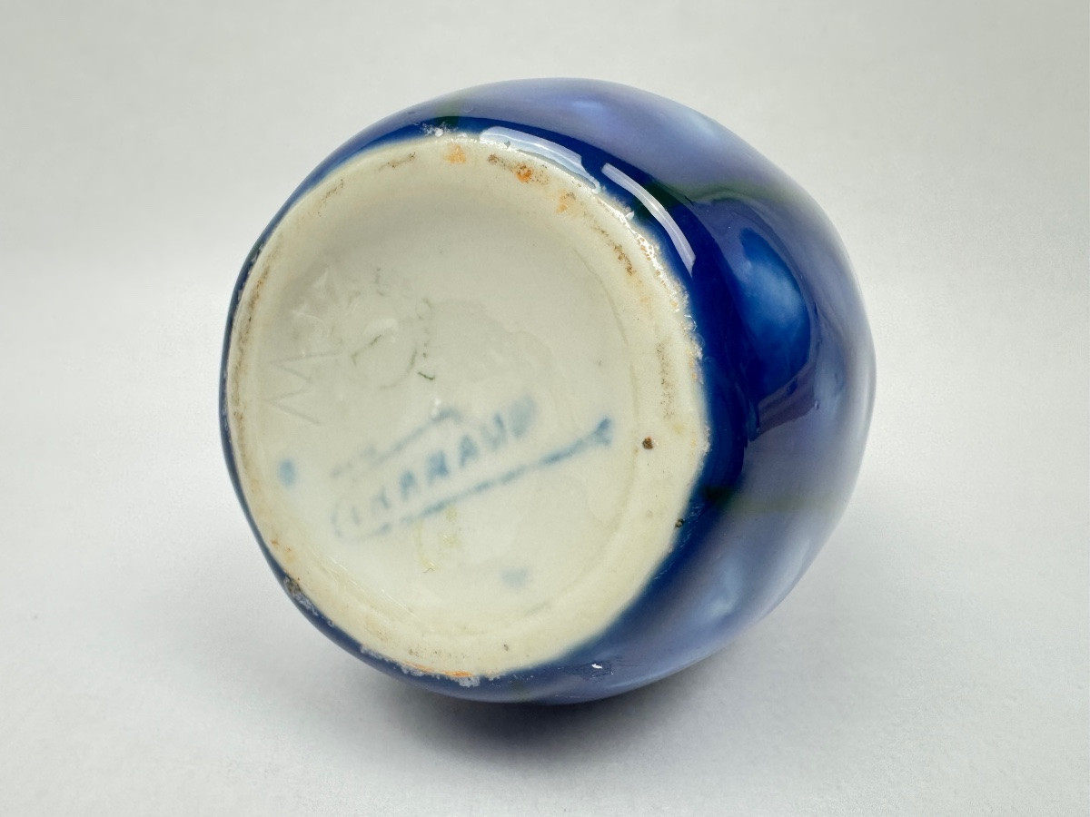 Tharaud Limoges – Vase bleu décor flambé n°5 décor de fougères-photo-1