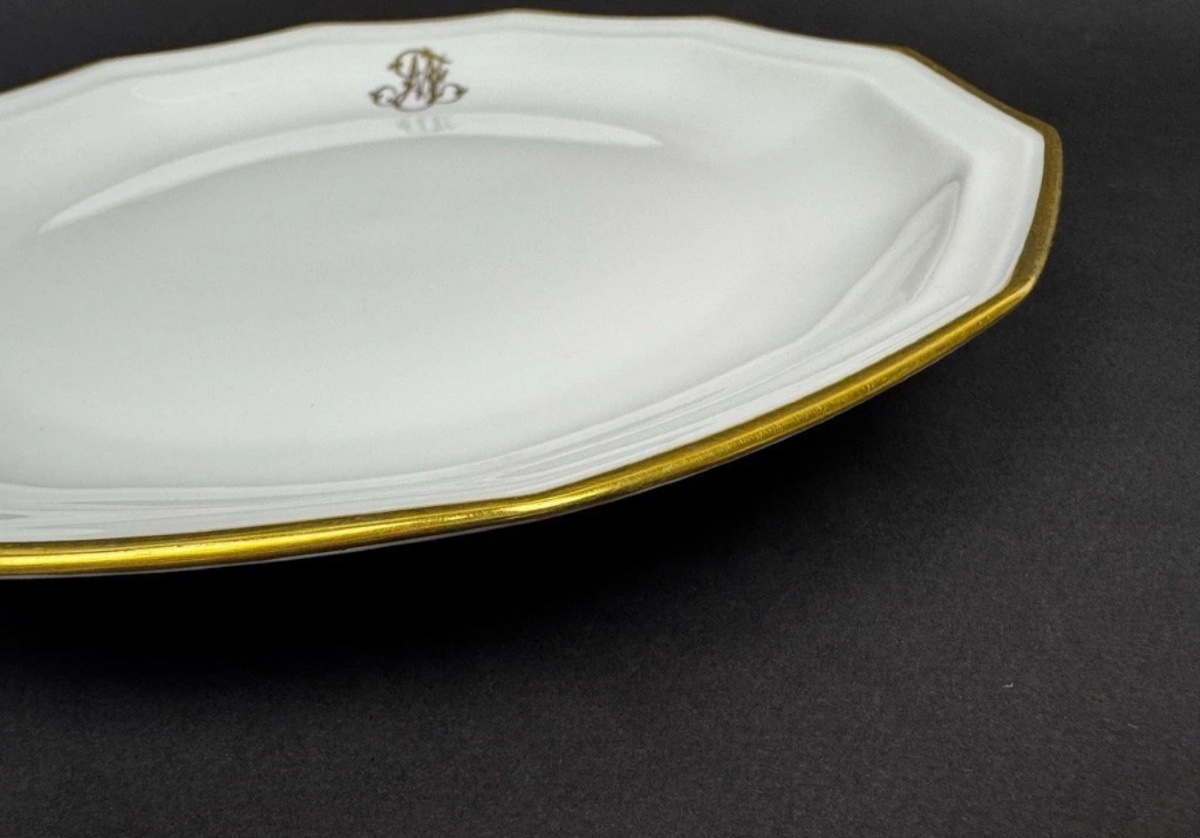 Suite de 6 assiettes creuses en porcelaine de Limoges par Bernardaud – Modèle  Bertille-photo-2